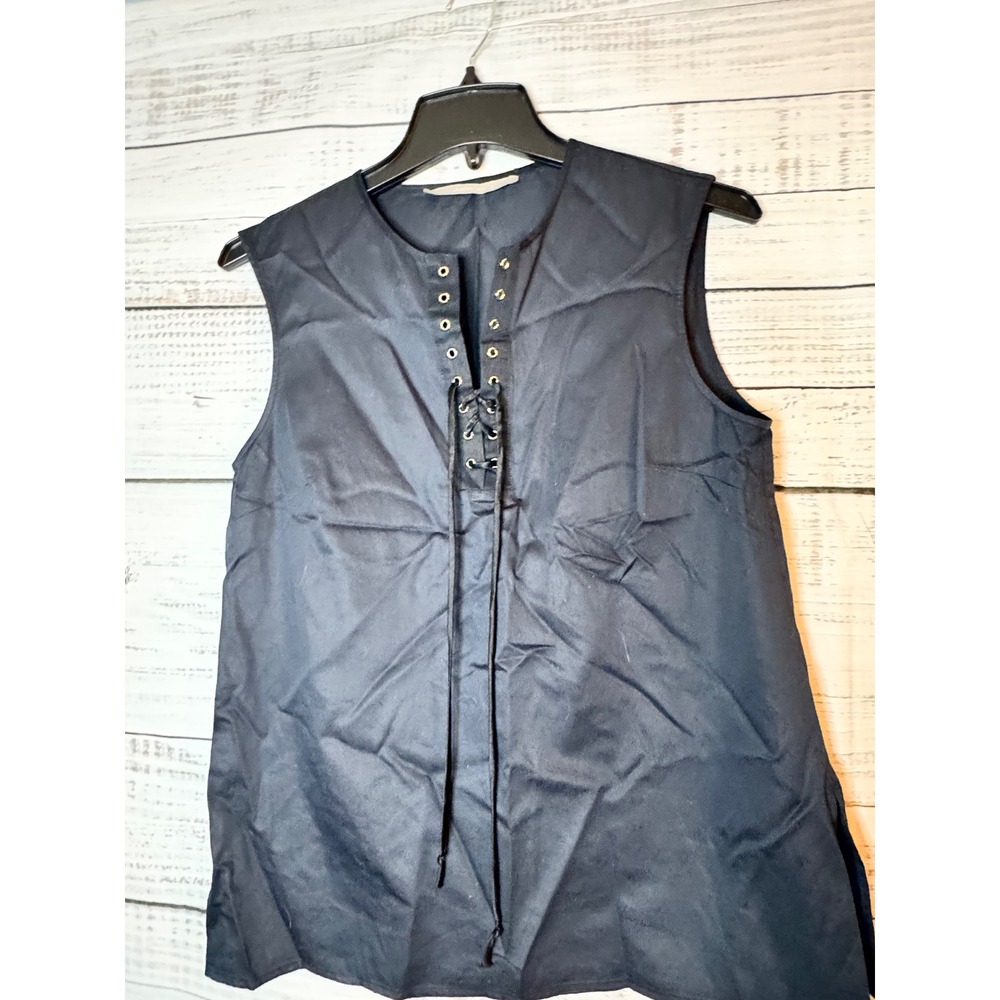 Jason Wu Womens Navy & Black Cotton Silk Trim Lace Up Grommet Sleeveless Top  4